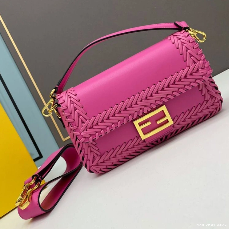 Cheap Stitching Rose In Fendi Bag Baguette Leather Medium 0818